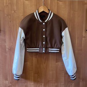 36 Point 5 | Varsity Letterman Style Crop Jacket (vinyl sleeve)